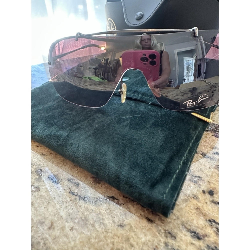 Ray Ban Rimless Gold Metal Sunglasses Brown Gradient Lenses RB2099